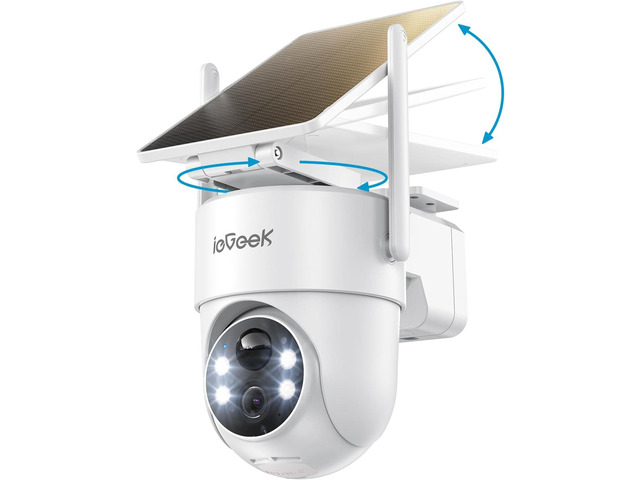 ieGeek Solar Security Camera Wireless Outdoor 2K 3MP WiFi Camera with Removable Solar Panel, Long Battery Life, 360° Pan Tilt, Color Night Vision,...