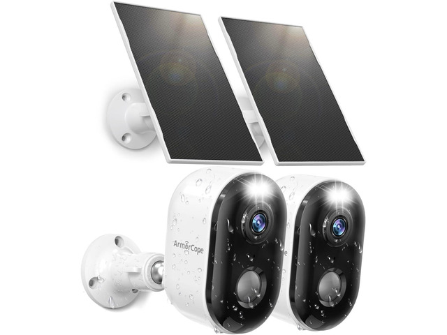 Security Cameras Wireless Outdoor, Solar Battery Powered 2k Color Night Vision, AI Motion Detection, IP66 Weatherproof, 2-Way Talk, SD/Cloud...