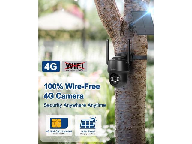 ANRAN 4G LTE Cellular Solar Security Camera Wireless Outdoor,No WiFi 2K Solar Powered Camera,Color Night Vision,360° Live View, PIR Motion Sensor,2...