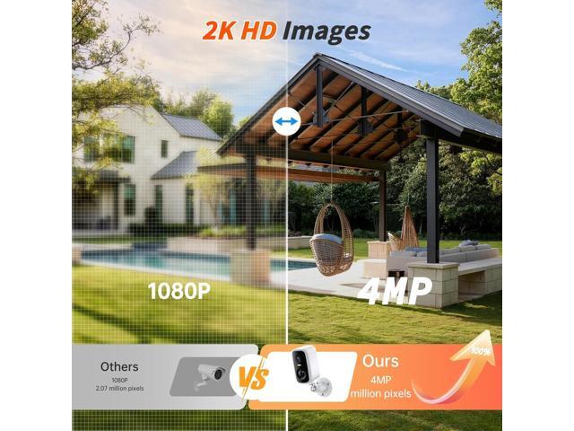 Security Cameras Wireless Outdoor - HD 2K Battery Powered Cameras for Home Security Outside, WiFi Surveillance Indoor AI Motion Detection Spotlight...