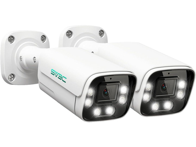 SV3C 4K POE Security Camera Outdoor, 2 Pack 8MP POE IP Camera with 120°Wide Angle, Smart Motion Detection, IR/Color Night Vision, 2-Way Audio,...