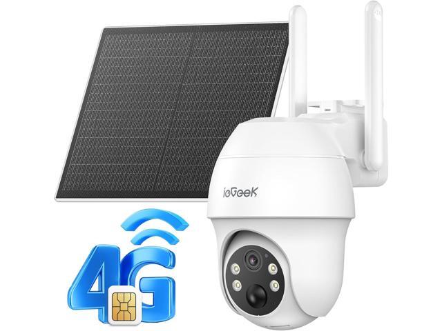 ieGeek 4G LTE Cellular Security Camera Wireless Outdoor, No WiFi Battery Powered Cameras with Solar Panel, 2K HD Color Night Vision, 2-Way Audio,.