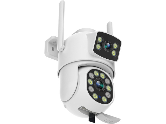 EVERSECU Dual Lens Linkage 6MP WiFi PTZ Security Camera Outdoor, 360Â° View, Auto Tracking, Motion Detection, Color Night Vision, 2-Way Audio,...