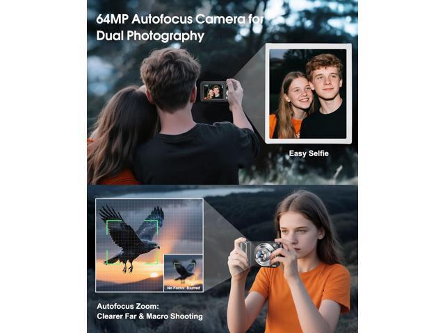 5K Digital Camera for Photography, 64MP Touchscreen WiFi Camera with Autofocus 6X Optical & 16X Digital Zoom, Dual-Lens Vlogging Camera for YouTube...