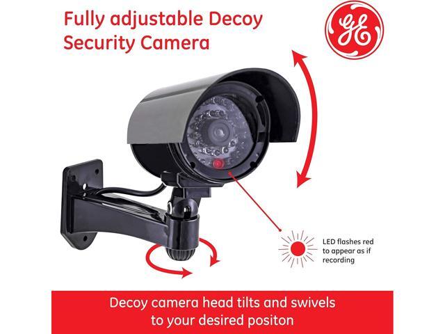 GE Power Gear GE Decoy Security Bullet Camera with Flashing Red Light, Blinking LED, Fake Surveillance, Realistic Looking Recording Lens,...