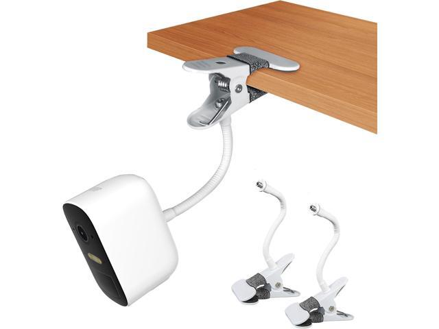 Adjustable Camera Clamp Mount for eufyCam 2C/Arlo Pro 5S/Pro 4/Pro 3/Essential and More 1/4'' Threaded Cameras (No Drill, White, 2 Pack)