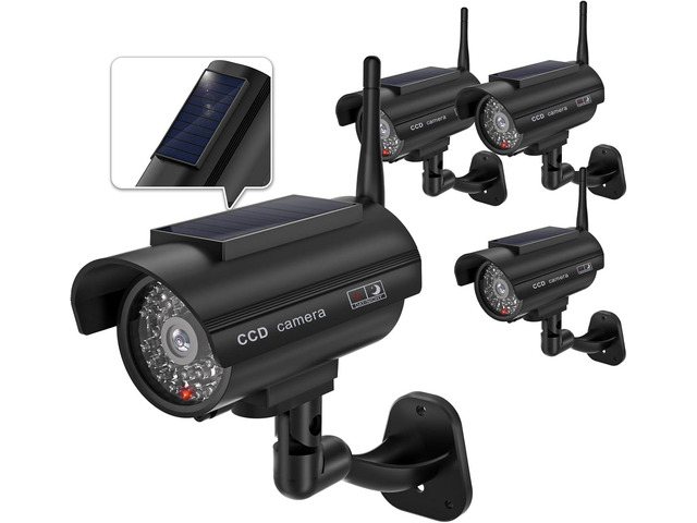 WALI Dummy Fake Camera, Solar Powered Fake Security Camera with LED Light, Simulated Surveillance Security CCTV Dome Cameras with Antenna and...