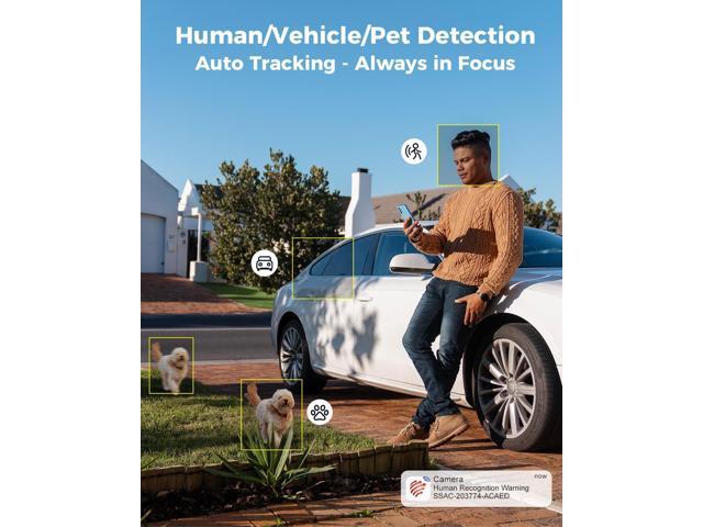 Ctronics 4K 8MP Security Camera Outdoor, PTZ Camera WiFi 2.4/5GHz, AI Human/Vehicle/Pet Detection, Auto Tracking, Color Night Vision, Red & Blue...