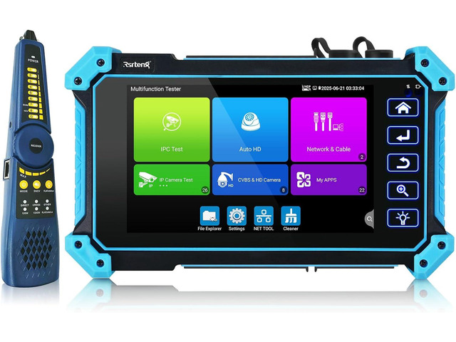 Rsrteng 8K IP Camera Tester with Cable Tracer, IPC-5200C Plus 8MP AHD CVI TVI SDI CVBS IP Camera Test 4K HD Display Video Monitor 5.4 inch IPS...