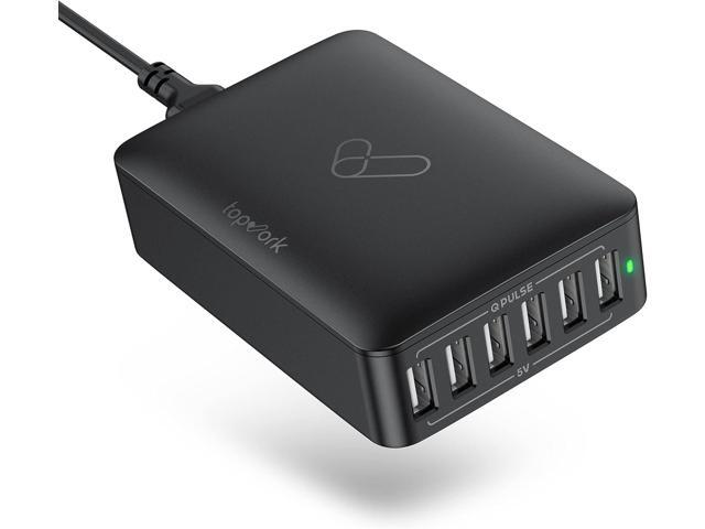 USB Charging Station, Topvork 6-Port USB Wall Charger, Multiport 60W USB Charging Hub, 6-in-1 Desktop USB Charger, Compact USB Charger Block.