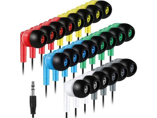 Konohan 60 Pack Wired Earbuds Bulk 6 Assorted Colors Classroom Headphones with 3.5mm Jack Individually Bagged in-Ear Earphones for Classroom,.