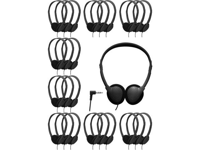 25 Pack Headphones Bulk for School Wired Student Earphones for Classroom with Adjustable Headband On-Ear Class Set Headsets Individually PackedBlack