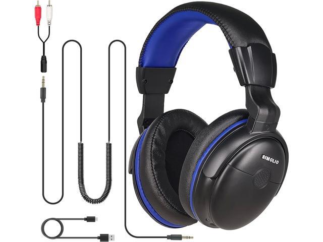 SIMOLIO Headphones with Extra Long Cord for TV with Volume Amplified & Clear Dialogue, 18ft/5.5M Long Coil Cord, Over Ear Wired TV Headphones for...