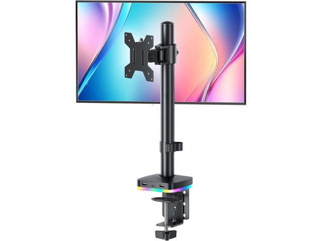 RGB Single Monitor Desk Mount, Monitor Arm with 3 USB Ports, Charging and USB Data Transfer Function, Desk Mount for 13'-27' Monitors up to...