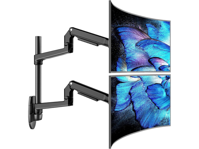 Dual Monitor Wall Mount for Flat or Curved Screens up to 38' Within 25 lbs, Adjustable Monitor Arm with Cable Management, VESA 75x75/100x100mm...