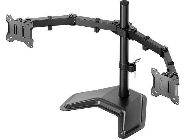 monTEK Stable Freestanding Dual Monitor Stand for 1732 Computer Screens, Heavy-Duty Desk Mount with 22 lbs per Arm, Fully Adjustable Brackets and...
