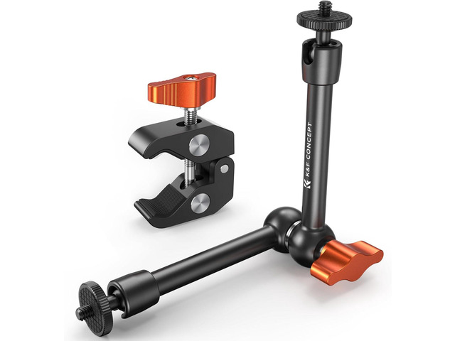 K & F CONCEPT 9.8' Magic Arm Clamp Kit with 1/4' & 3/8' Thread Screw 360Â° Ball Heads Articulating Magic Arm Camera Mount for Monitor, Flash, LED...