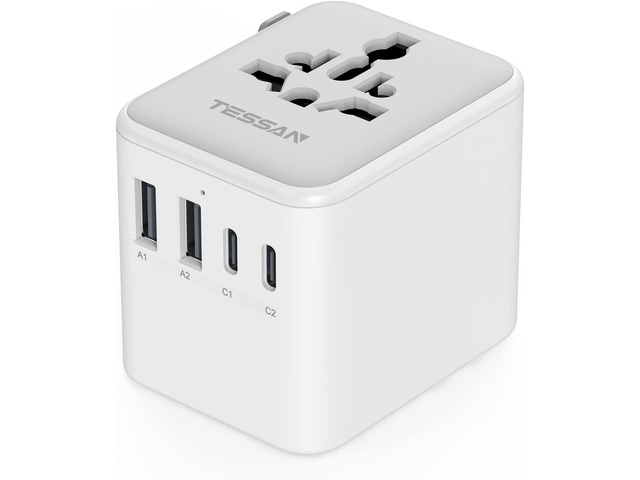 TESSAN Universal Travel Adapter, International Power Adapter with 2 USB C 2 USB A Ports, Travel Plug Adaptor Worldwide for US to Europe UK Italy...