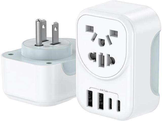World to US Canada Travel Plug Adapter,Europe/China/Japan/Australia/UK to USA Power Adapter with 2 USB A and 2 USB C Ports, Wall Outlet Power.