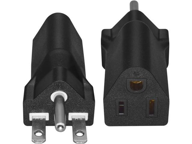6-15P to 5-15R Power Adapter Travel Plug Adapter,US 3 Prong Plug Adapter 120V to 240V Black Plug Power Converter Electrical Adapter,1-Pack (6-15P...