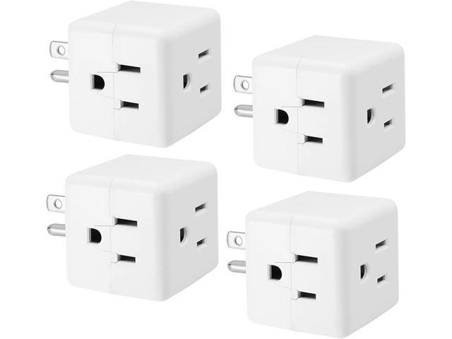 Maxxima 3 Outlet Cube Adapter Wall Plug - Grounded Electrical Wall Tap Outlet Splitter, Multi-Plug Extender for Extra Space, Convenient for Travel.