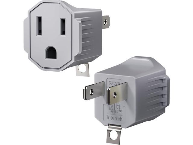 2 Prong to 3 Prong Outlet Adapter, ETL Listed 3-2 Prong Adapter, Fire-Retardant (392) PBT Material, Heavy Duty Wall Plug Adapter for Old Homes,...