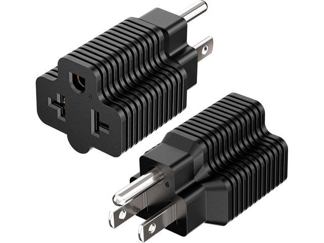 [2Pack] 4-in-1 15 Amp Household AC Plug to 20 Amp T Blade Adapter,5-15P to 5-20R,5-15P to 6-15R,5-15P to 6-20R, 4 in 1 AC Power Adapter,15A 125V to.