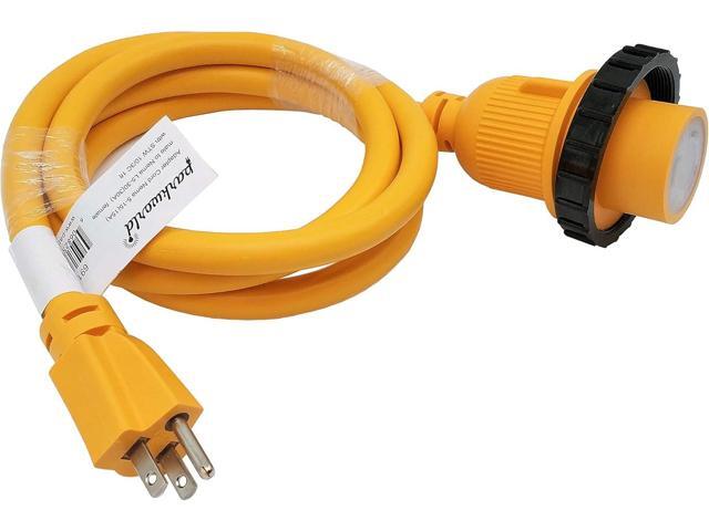 Parkworld 691968 Shore Power Adapter Cord Household 15A Male 5-15P to L5-30R RV/Camper/Marine 30A Female with Locking Ring (6FT)