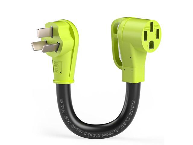 6AWG 50A 1.6FT EV Charger Plug Adapter for Tesla, NEMA 10-50P to 14-50R 4 Prong to 3 Prong STW 3/C Heavy-Duty Cable with Grip Handle 125/250V -...