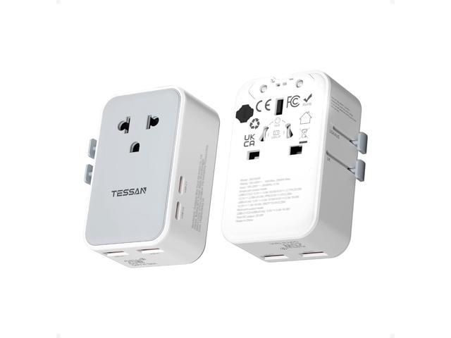TESSAN Universal Travel Adapter PD 25W, Ultra Thin International Power adapter Fast Charger, Worldwide Plug Adaptor with 2 USB A 2 USB C for US to...