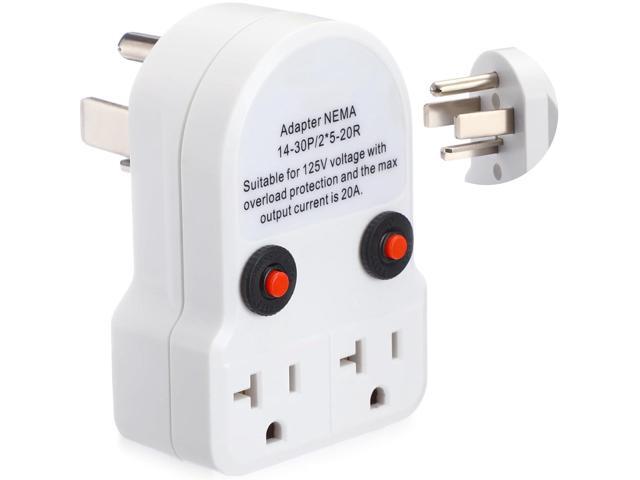 30 Amp to 20 Amp 110V Dryer Distribution Adapter Compatible with NEMA 14-30P to 2X 5-20R/ 5-15R, 4 Prong Dryer Wall Socket to 3 Prong Household...