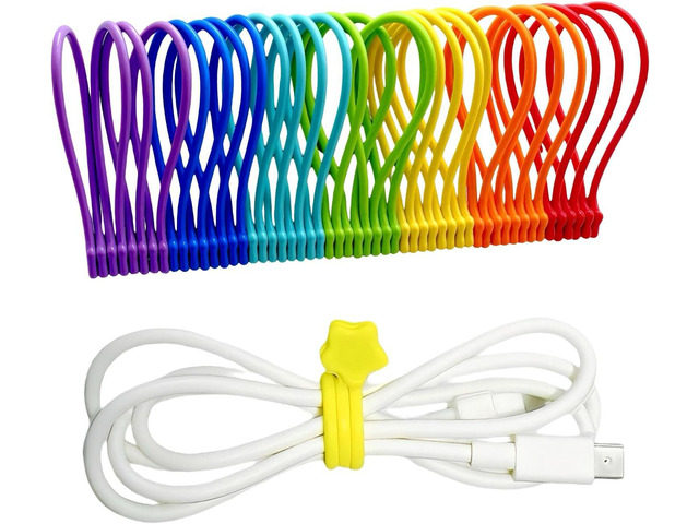Reusable Silicone Magnetic Cable Ties, 28 Pack 7.48'' Magnetic Twist Ties for Bundling and Organizing, Holding Stuff, USB Charging Cords, Fridge...