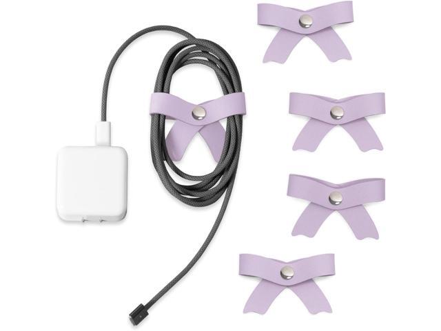 SenseAGE 5 Pack Cord Organizer, Bow Cord Keeper, Cable Organizer USB Holder, Leather Cable Management, Cable Straps, Earphone Winder, Storage.