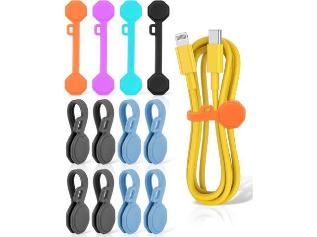 12 PCS Silicone Magnetic Cable Ties, Cable Clips Cord Organizer [1S] Management cable Cords, Reusable Magnet Cable Organizer, Phone Cord Holder for.