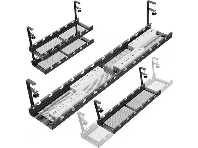 Under Desk Cable Management Raceway Clamp 2 Hole 31Inch No Dril Cord Organizer for Standing Desk Sturdy Metal Office Desk Wire Management - No.