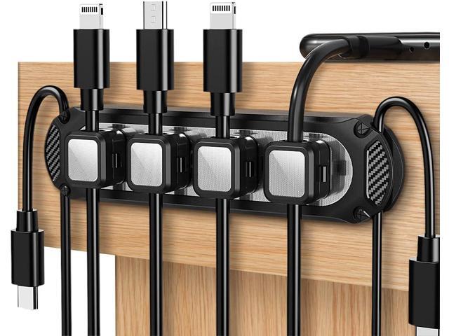Dracool Magnetic Cable Holder 6 Slots Cable Clips Cable Management Wire Organizer Under Desk Self Adhesive Sticky for USB Cord Wall Nightstand Car.