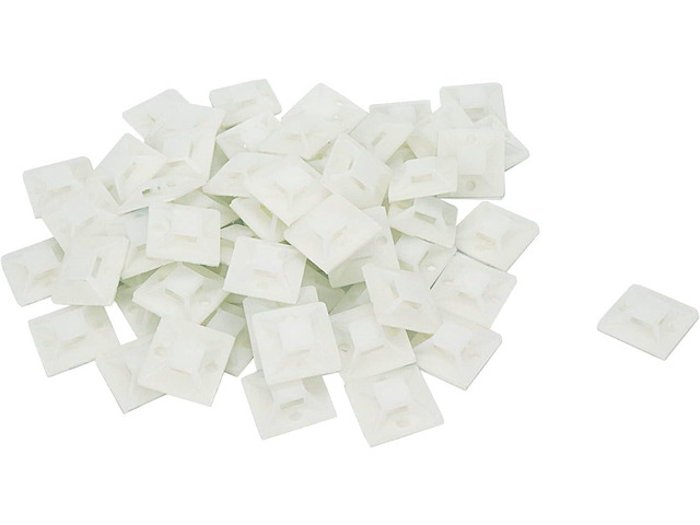 Bitray 500Pcs White Cable Zip Tie Self Adhesive Mounts 1x1 Inch (25x25mm) Adhesive Cable Tie Base Holder