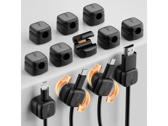 12Pack Rotatable Cord Organizer,Spring Cable Clips Desk Cable Management Cord Holder Adhesive Phone Charger Cord Clips for Home Office Car Wall.