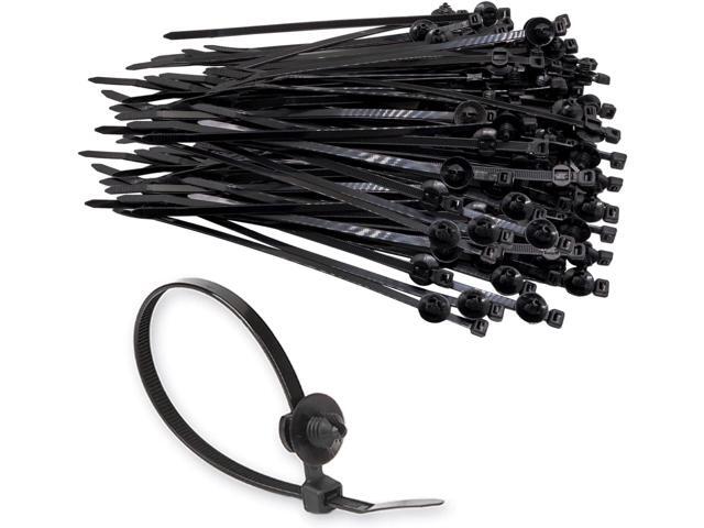 Cable Zip Ties 8 Inch, Black Zip Ties with Retainer - Fir Tree Nylon Push Mount Head Electrical Zip Tie Wire Clip Holder Adjustable Self Locking.