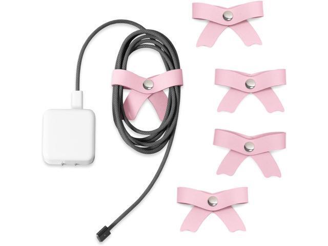 SenseAGE 5 Pack Cord Organizer, Bow Cord Keeper, Cable Organizer USB Holder, Leather Cable Management, Cable Straps, Earphone Winder, Storage.