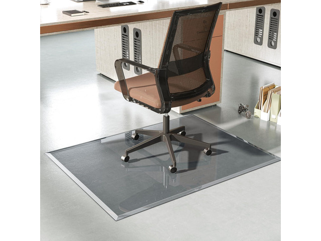 [Tempered Glass] 48x30 Beveled Edge Glass Chair Mat with Polished Edge Clear Office Chair Mat, Glides Smoothly, Suitable for Carpet or Hardwood...
