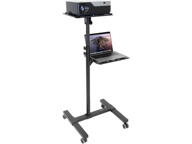 Mount-It! Mobile Projector and Laptop Stand (2 Shelves), Rolling Cart with Ventilated Tray, Heavy Duty, Height Adjustable Laptop and Projector...