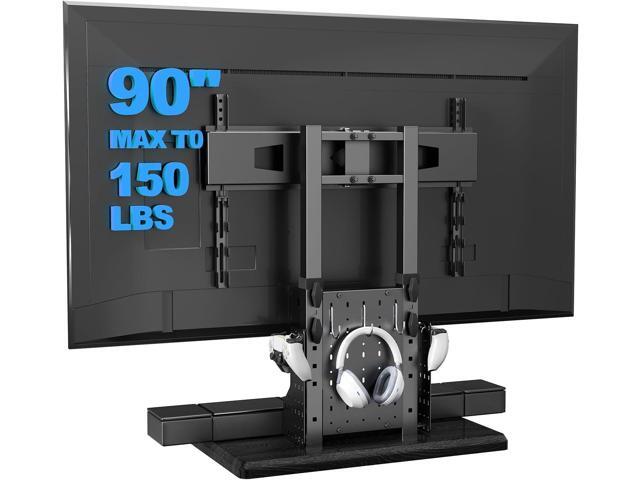 Universal Swivel TV Stand with Pegboard Storage,Height Adjustable Table top TV Stand Mount for 42-90 Inch TVs,up to 150 lbs with Large Wooden Base...