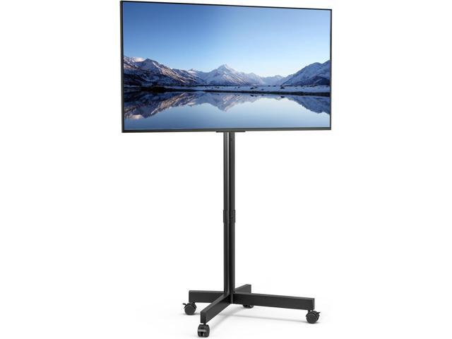 Mobile TV Cart, Floor TV Stand for 13-55 inch TVs with -10°/+15° Tilt Mount Holds up to 77 lbs, Rolling TV Cart for Flat/Curved Screens, Height...