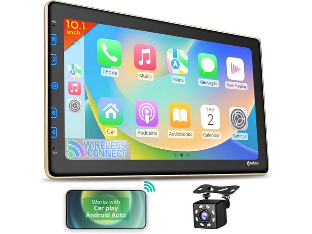 COREHAN Double Din Car Stereo - 10'' Touchscreen Car Stereo with Bluetooth, Backup Camera, Car Audio, Car Radio - Compatible with Wireless CarPlay...