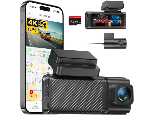 4K+2.5K Dash Cam Front and Rear, GPS & 5.8G WiFi, Free 64GB Card Included, Dash Camera for Cars, 2-Channel Car Camera, 3.16'' IPS Screen, G-Sensor,...