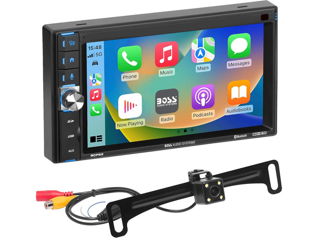 BOSS Audio Systems BCP62-RC Car Stereo - Apple CarPlay, Double Din, 6.2 Inch Capacitive Touchscreen, Bluetooth, No CD DVD Player, AM/FM Radio...