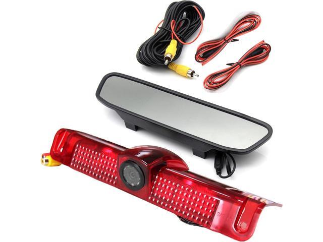 RED WOLF 3rd Third Brake Light Backup Camera w/4' Rear View Mirror Monitor Kit for Chevrolet Chevy Express/GMC Savana 2500 3500 2003-2019 3rd Brake...