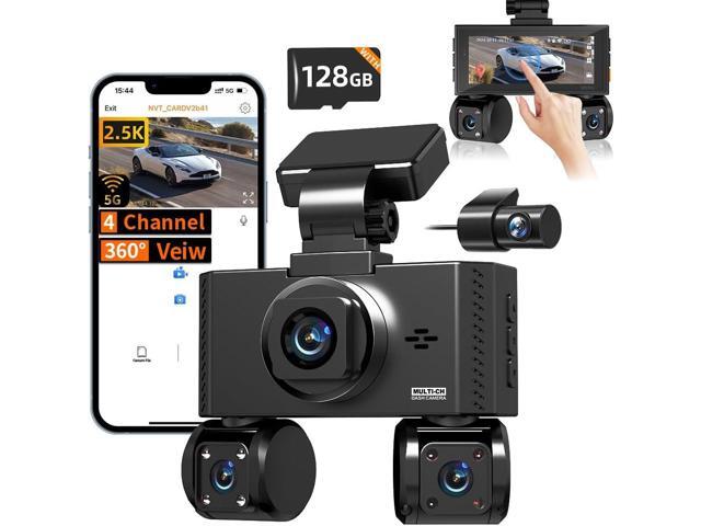 4 Channel Dash Cam Front and Rear Inside Left Right Car Dash Camera 360 View, 2.5K QHD Car Camera Supper Night Vision, 5G WiFi 3.16 IPS Touch.