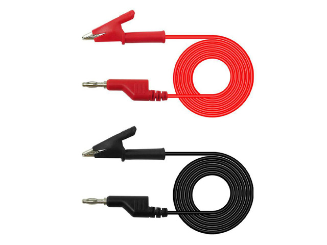 2Pcs Multimeter Test Lead- Kit 4MM Banana-Plug To Alligator-Clip Test Lead- 1m Cable Multimeter Accessories Red Black